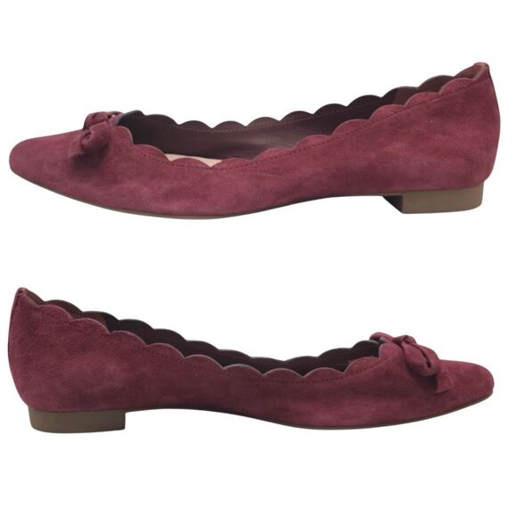 NWOT Kate Spade Eleni Flex Burgundy Scalloped Suede Bow Flat Shoes Size 6.5 M - Picture 6 of 9